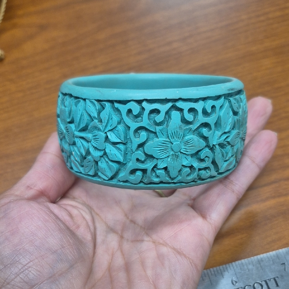 Turquoise Floral Carved Bangle